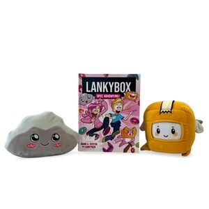LankyBox Hard Cover Book with LankyBox & Rocky Plush Toys Bundle Set